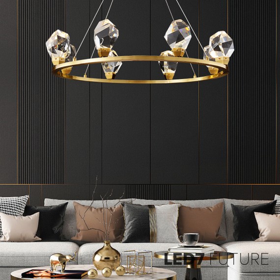 Loft Industry Modern - Crystal Stone Circle Chandelier